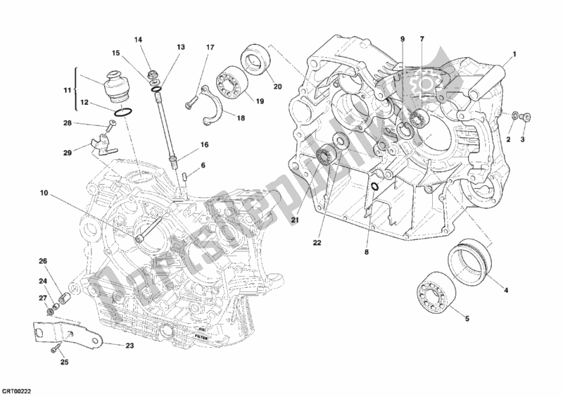 Alle onderdelen voor de Carter van de Ducati Superbike 749 S USA 2005